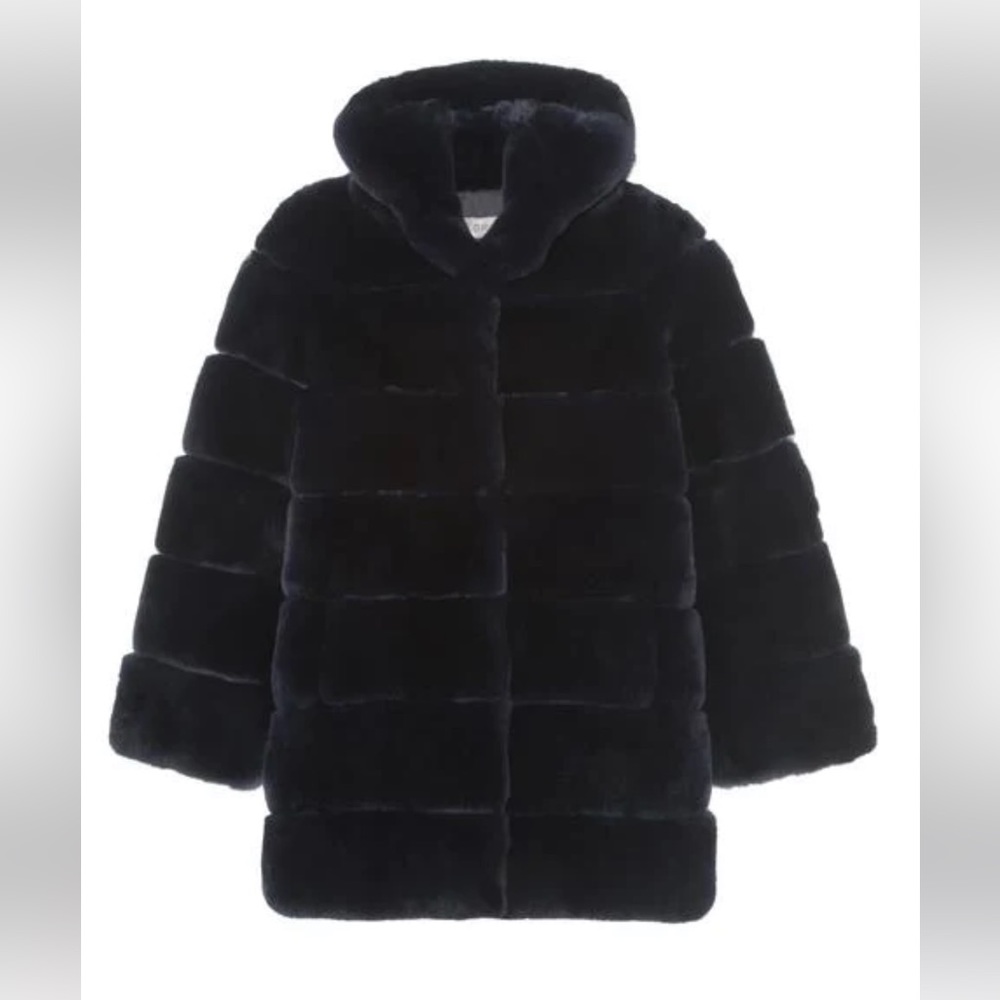 POLOGEORGIS Black “KOKO” Rabbit Fur Coat, $2200 Retail, Must Sell! Worn Once :)